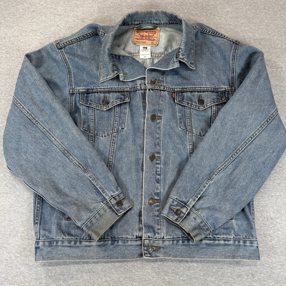 VTG Levis Jean Jacket Mens XL Blue Denim Relaxed Trucker 70507-0389